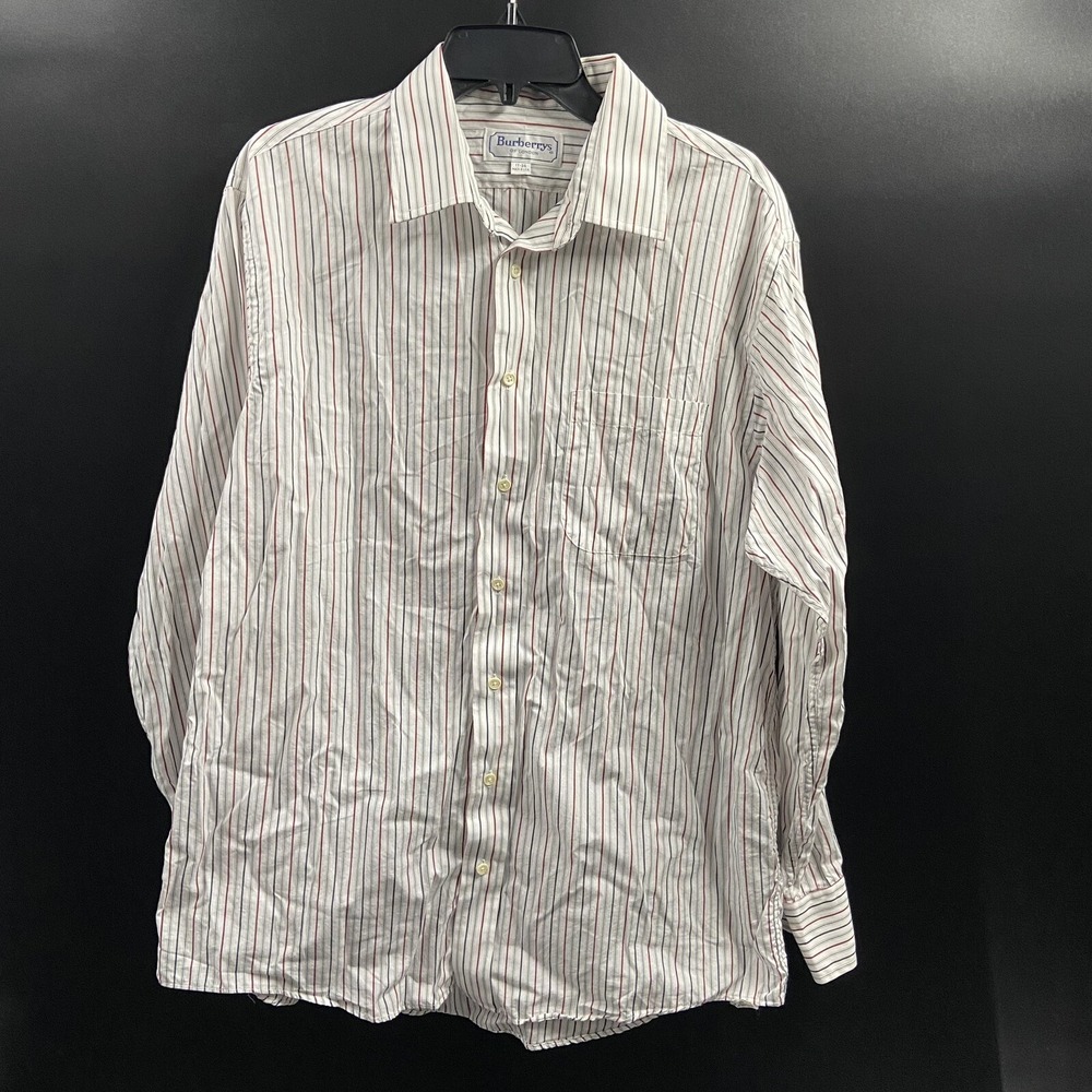 Vintage Burberrys of London Made in USA Striped French Cuff Dress Shirt 17-34